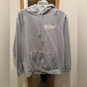 Baseball lifestyle 101 hoodie light grey with light pink letters Men’s Large